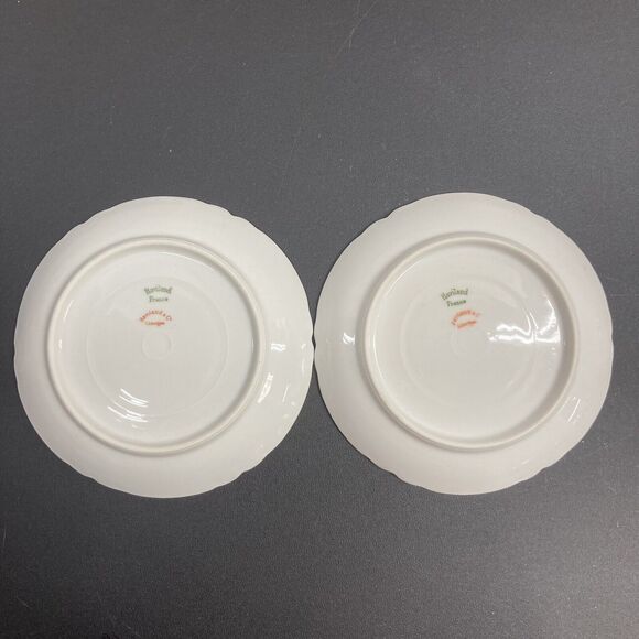 Set of 2 1900's Antique Haviland Limoges France Saucers Pink Yellow Flower Tea - Picture 8 of 11